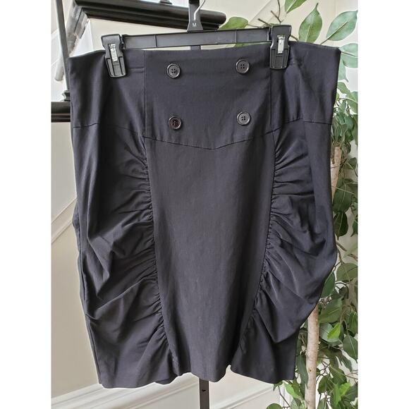 Caren Sport Mini Skirt Womens Size 14 Black Stretch Ruched Back Zip High Waist - Picture 1 of 9